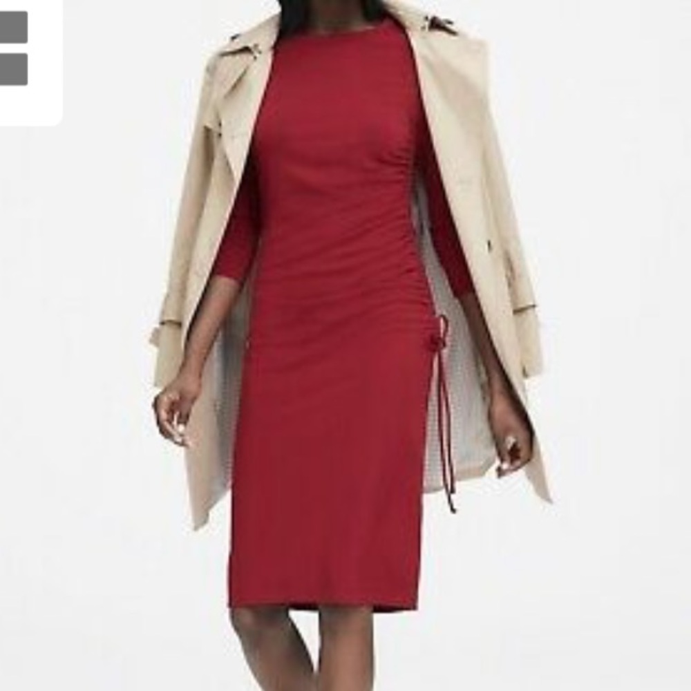 Red mid length jersey dress